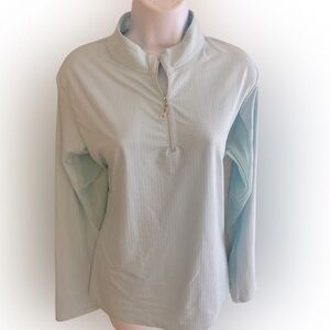 Bette& Court Quarter Zip Top - XL light blue , nylon spandex
